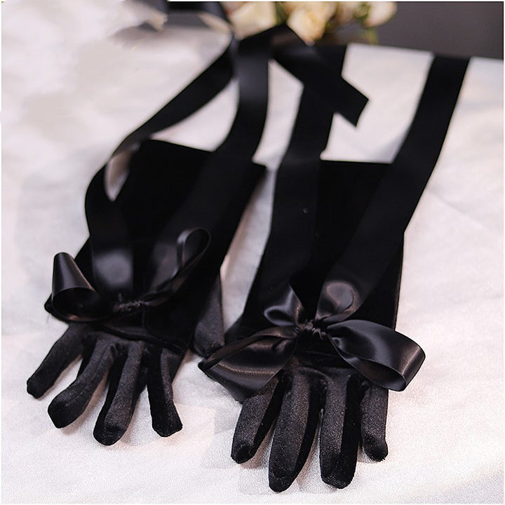 French Retro Hepburn High-end Long Black Gloves-Womens 2024 March-Zishirts