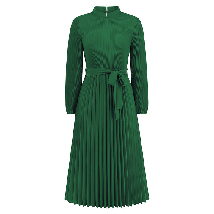 Women's Fashion Graceful Stand Collar Puff Sleeve Dress-Lady Dresses-Zishirts