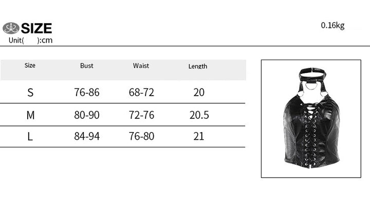 Street Cute Top Sexy Lace-up Vest Pu Leather Dark Style-Blouses & Shirts-Zishirts