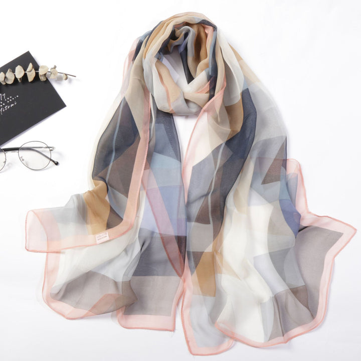 Casual Colorful Triangle Geometric Light And Delicate Silk Scarves-Scarves & Wraps-Zishirts