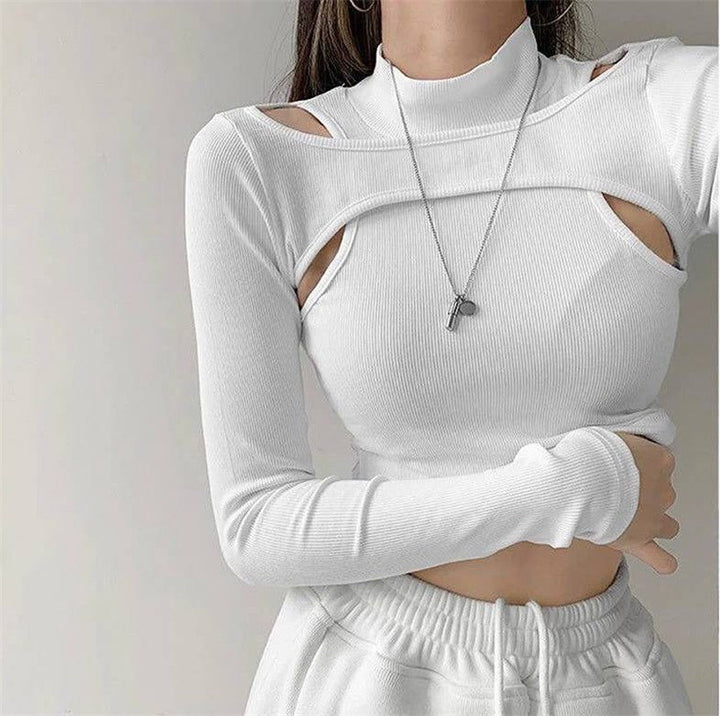 Women's Solid Color Long Sleeve Slim-fit Top-0-Zishirts