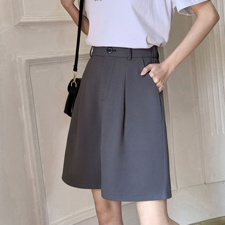 Women's Outer Wear High Waist Slimming Loose Wide Leg Word Straight Cargo Handsome Shorts-Women's Outerwear 2023-Zishirts