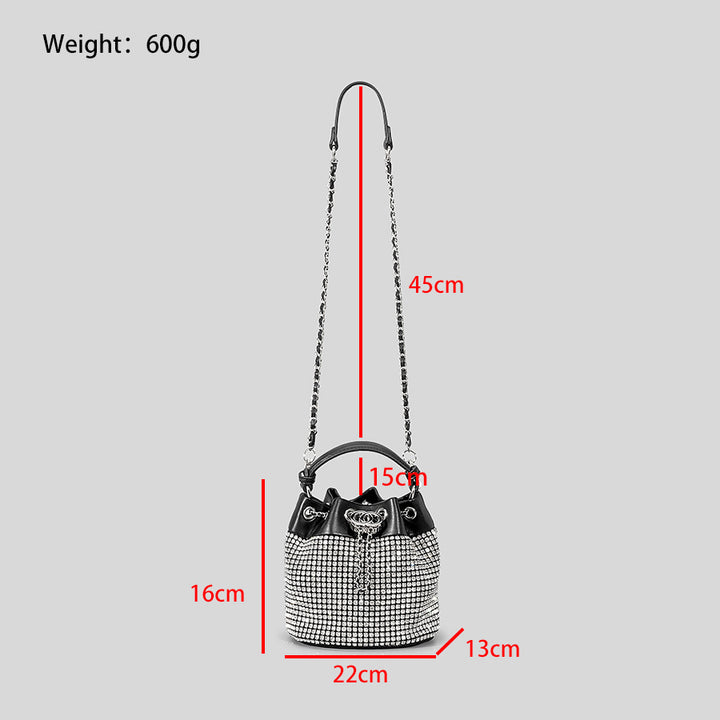 Rhinestone Women's Niche Bling Rhinestone Bucket Bag-Women's Bags-Zishirts