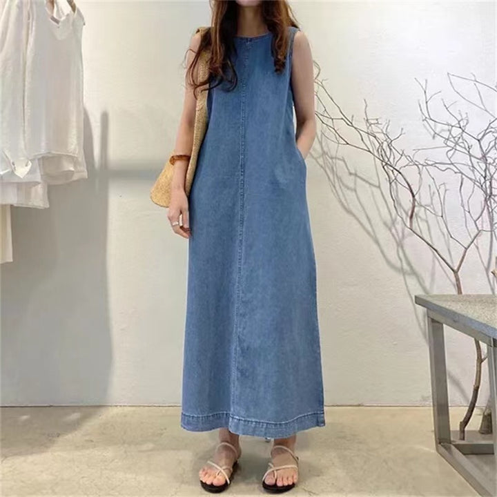 Women's Fashion Denim Vest Dress-Womens 2024 March-Zishirts