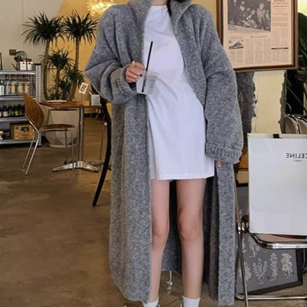 Super Long Soft Glutinous Hooded Sweater Coat Women-Sweaters-Zishirts