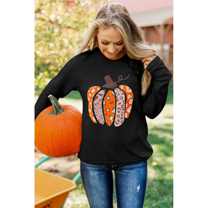 Halloween Pumpkin Printed Long-sleeved Top Female-Suits & Sets-Zishirts