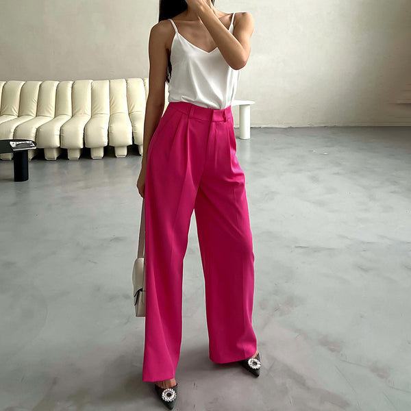 Women's Fashion Casual Solid Color Draped Pants-Suits & Sets-Zishirts