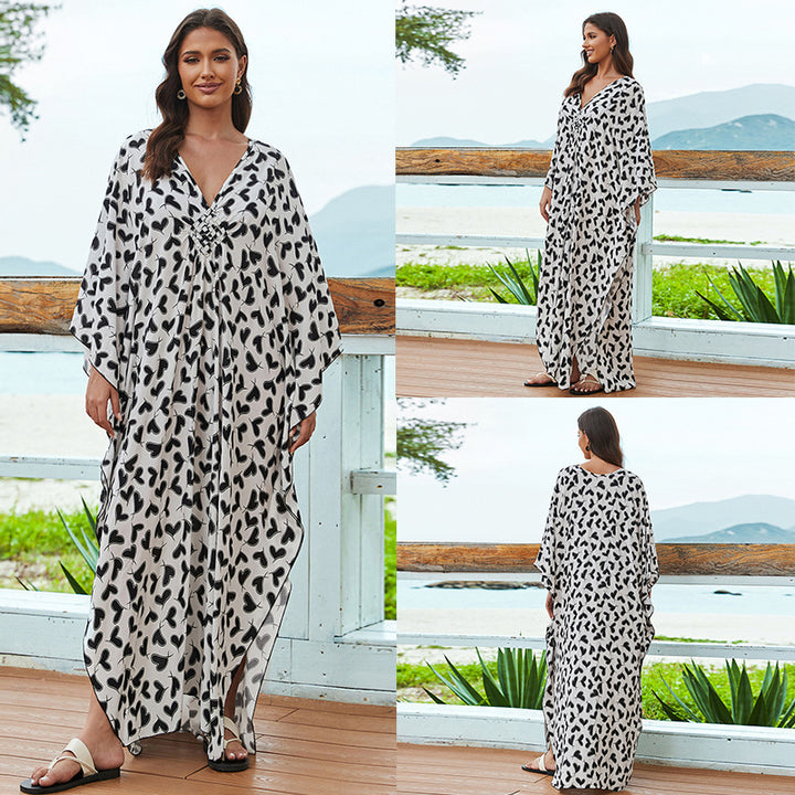 Cotton Beach Cover-up Vacation Sun Protection Long Dress-Womens 2024 March-Zishirts