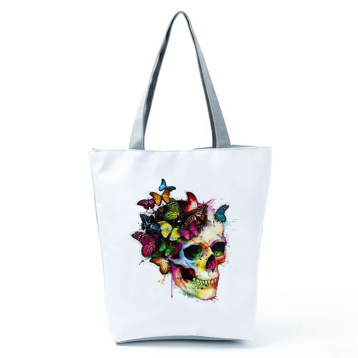 Portable Large Capacity Skull Printed Handbag-Women's Bags-Zishirts