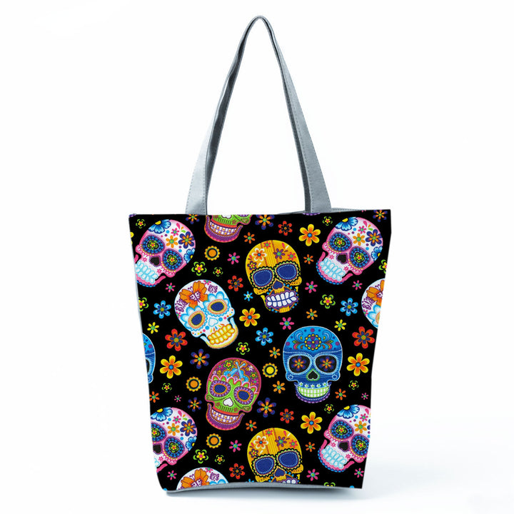 Portable Large Capacity Skull Printed Handbag-Women's Bags-Zishirts