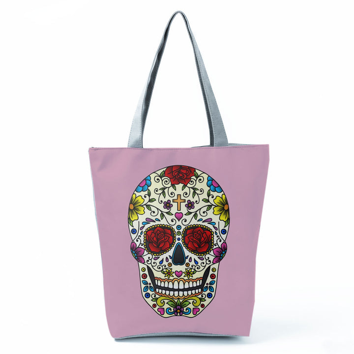 Portable Large Capacity Skull Printed Handbag-Women's Bags-Zishirts