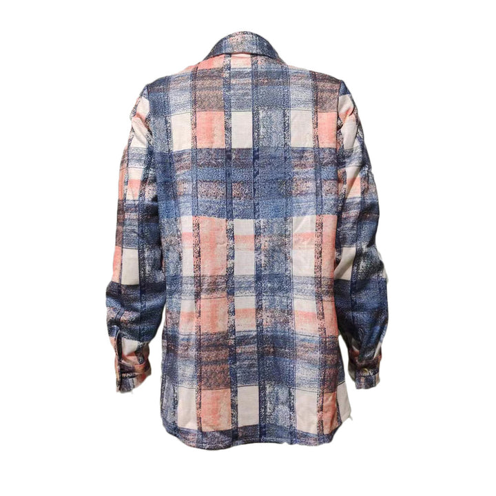 Women's Color Matching Plaid Long-sleeved Shirt-Women's Outerwear 2023-Zishirts