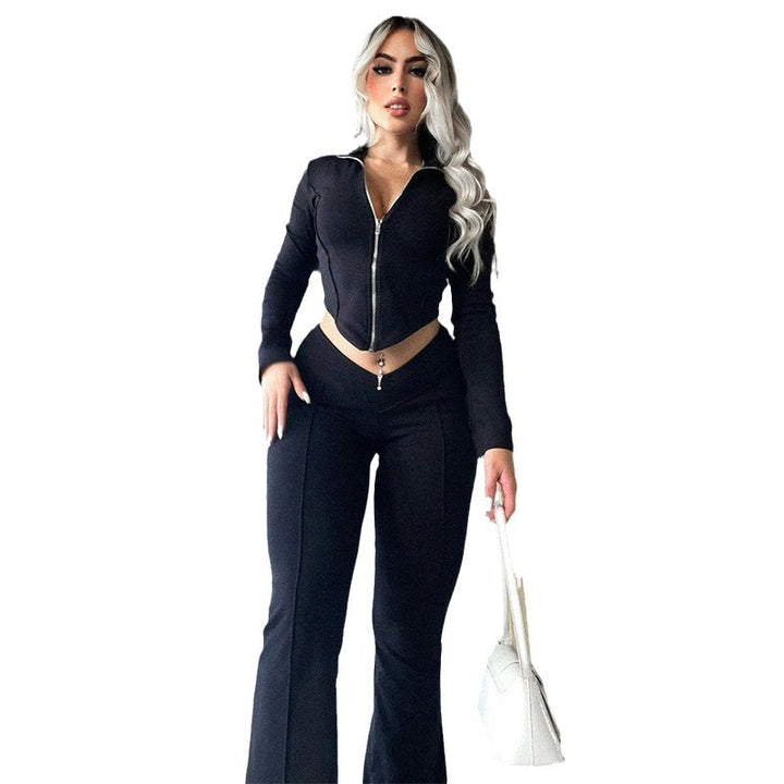 High Waist Bootcut Pants Leisure Sports Two-piece Set-Women's Outerwear 2023-Zishirts