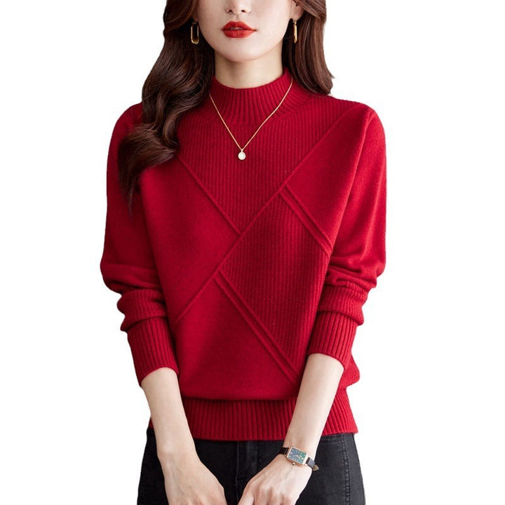 Autumn And Winter New Half Turtleneck Loose Inner Wear Sweater For Women-Sweaters-Zishirts