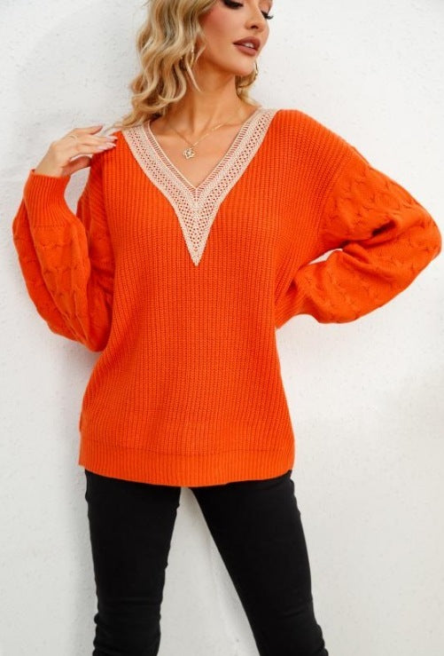 European And American Spring And Autumn V-neck Sweater-0-Zishirts