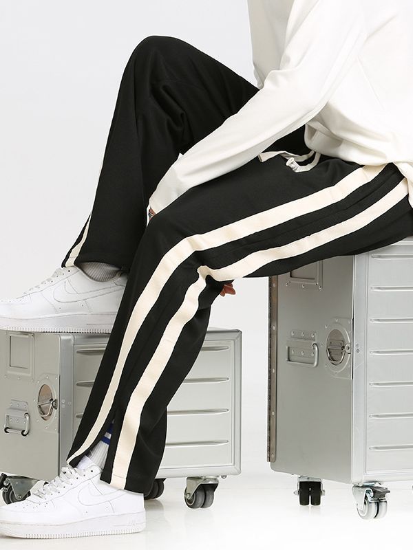 Straight Loose Striped Pendant Wide Leg Mop Pants-Women's Outerwear 2023-Zishirts