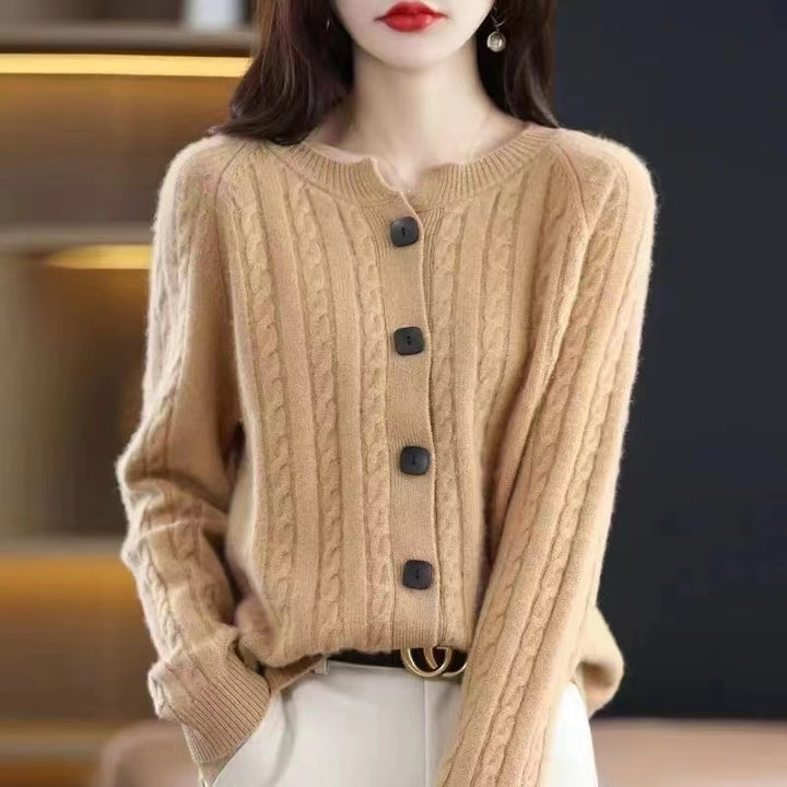 Cardigan Loose Cable-knit Sweater Base Sweater Coat Top-Sweaters-Zishirts