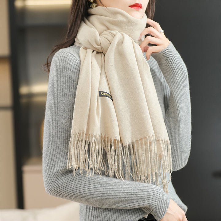 Winter Women's Dual-use Cashmere Solid Scarf-Scarves & Wraps-Zishirts