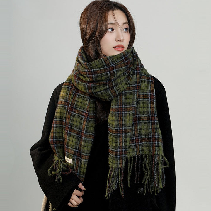 Comfortable Warm White Check Scarf-Scarves & Wraps-Zishirts