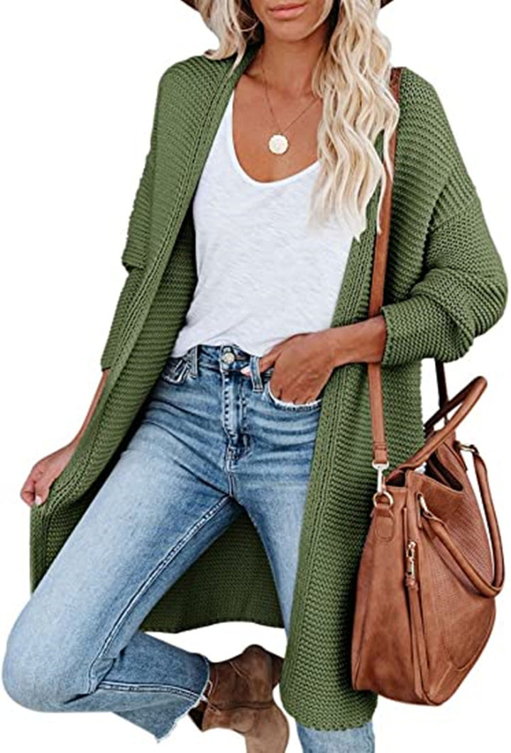 New Medium Long Knitting Cardigan Sweater Is Casual And Loose-Jackets-Zishirts