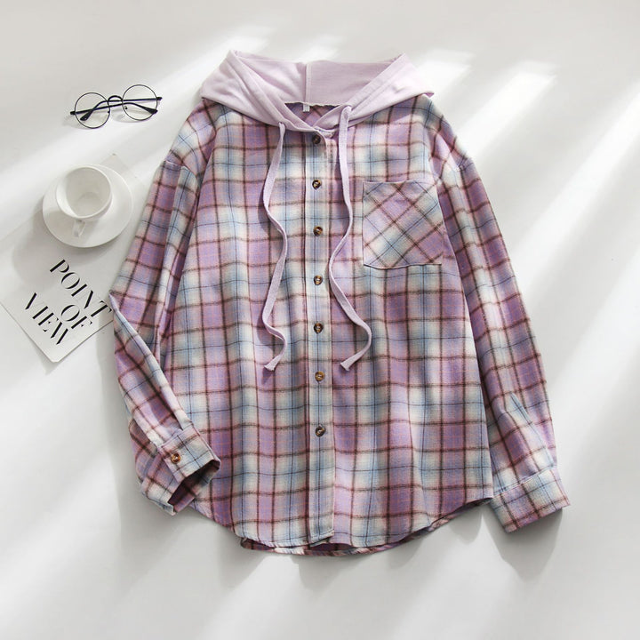 Hooded Breasted Casual Shirt Pullover-Womens 2024 March-Zishirts