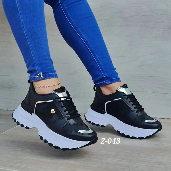 Women's Fashion Heel Lifed Sneakers-Womens Footwear-Zishirts