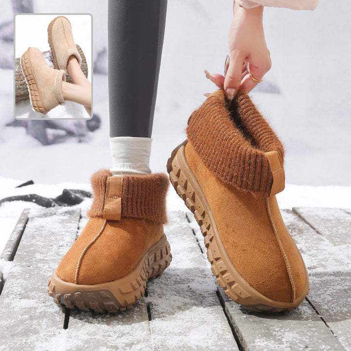 Winter Snow Boots With Anti-slip Tire-sole Design Fashion Outdoor Warm Suede Ankle Boot For Women Shoes-Womens Footwear-Zishirts