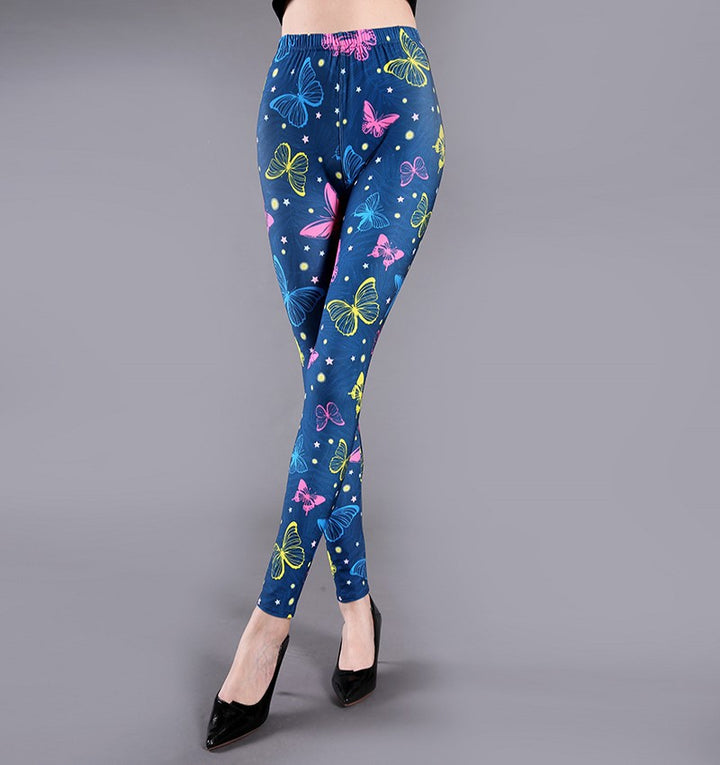 Spring And Summer Milk Silk Printed Leggings For Women-Womens 2024 March-Zishirts