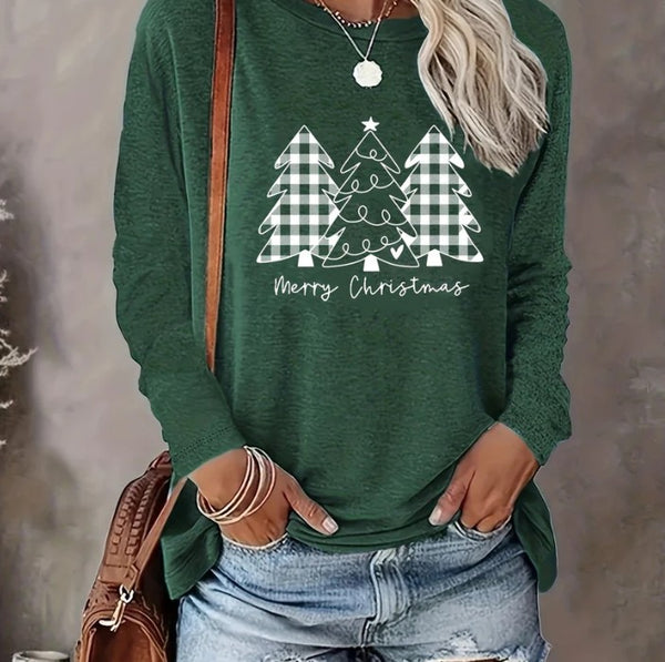 Christmas Tree Printed Long Sleeve Women's Clothing-Women's Outerwear 2023-Zishirts