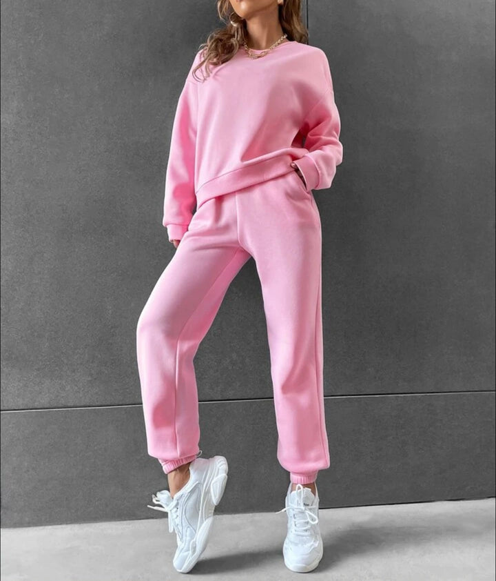 Women's Solid Color Long Sleeve Crew Neck Casual Fashion Sports Sweater Suit-Womens 2024 March-Zishirts