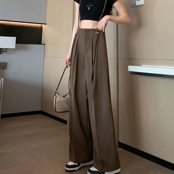 Drawstring Wide-leg Pants Women's Spring And Autumn Draping High-grade Trousers-Women's Outerwear 2023-Zishirts