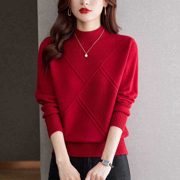 Autumn And Winter New Half Turtleneck Loose Inner Wear Sweater For Women-Sweaters-Zishirts