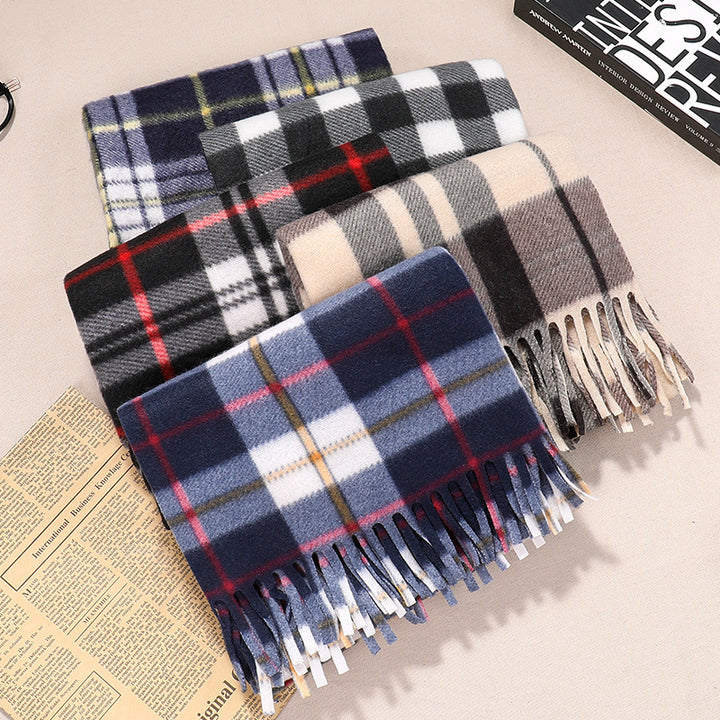 Autumn And Winter Classic Plaid Double-sided Velvet Gift Men's Warm Scarf Women's Shawl-Scarves & Wraps-Zishirts