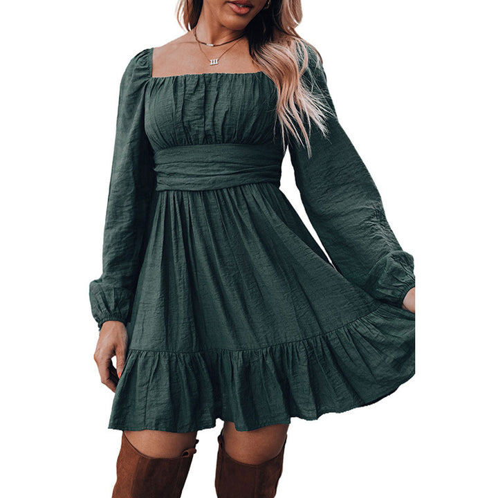 Women's Solid Color Long-sleeved Dress-Lady Dresses-Zishirts