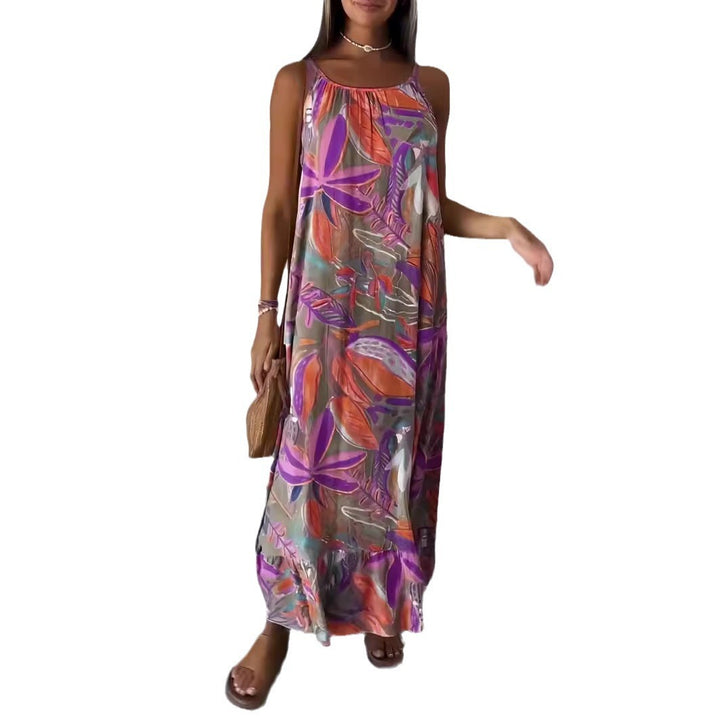 Women's Printed Long Dress Loose Strap Dress-0-Zishirts