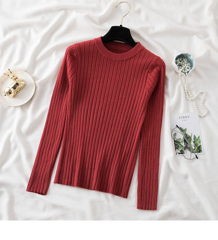 New Round Neck Sunken Stripe Knitwear For Women-Sweaters-Zishirts