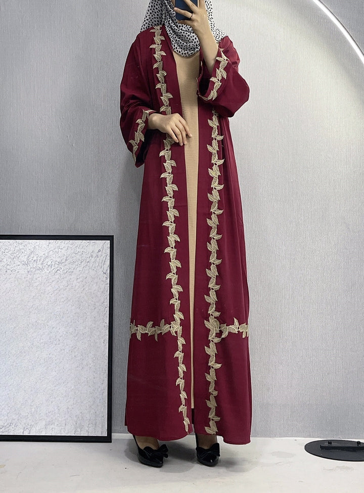 Women's Long Dress Dubai Embroidered Lace Cardigan Robe-Womens 2024 March-Zishirts