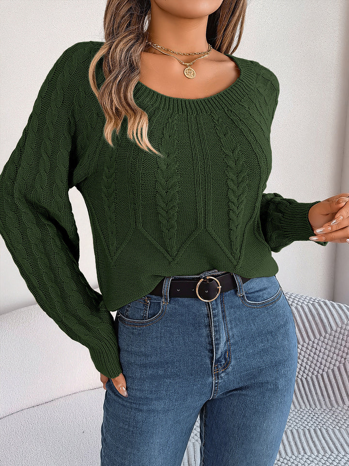 Leisure Solid Color Twist Long Sleeve Pullover Sweaters-Women's Outerwear 2023-Zishirts