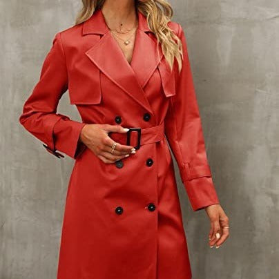 European And American Autumn Women's Double Breasted Fashion Casual Trench Coat-Jackets-Zishirts