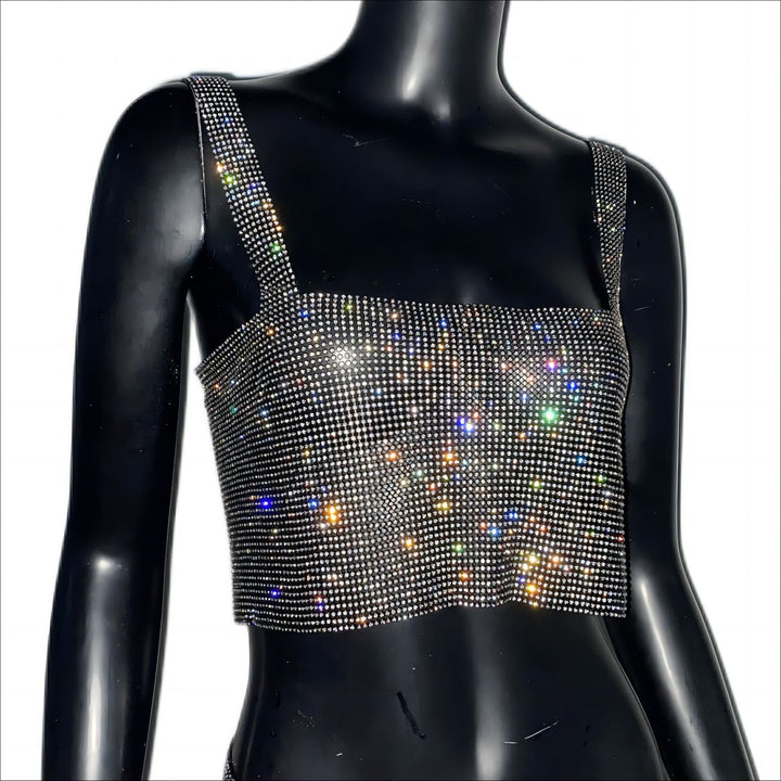 Women's Rhinestone Hot Girl Camisole Carnival Super Shiny Metal Rhinestone Top-Women's Outerwear 2023-Zishirts