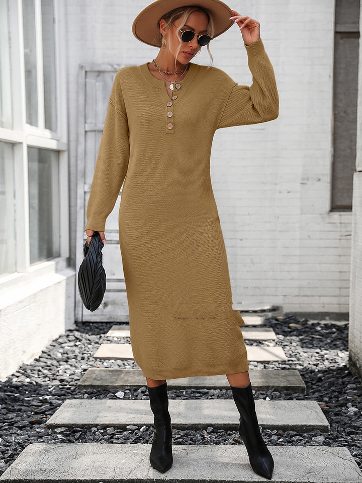 European And American Button Knitwear Dress-Lady Dresses-Zishirts