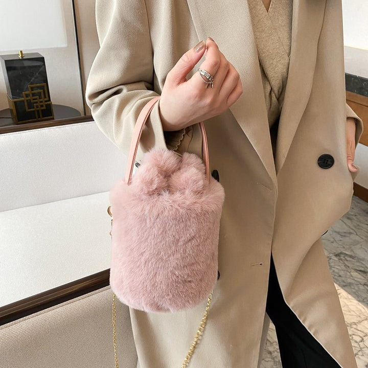 Women's Fashion Drawstring Anti-theft Fur Ball Shoulder Crossbody Bag-Women's Bags-Zishirts