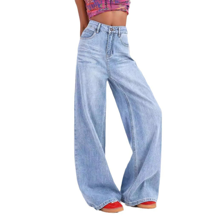 Retro High Waist Loose Wide Leg Pants Straight Women-Woman Jeans-Zishirts