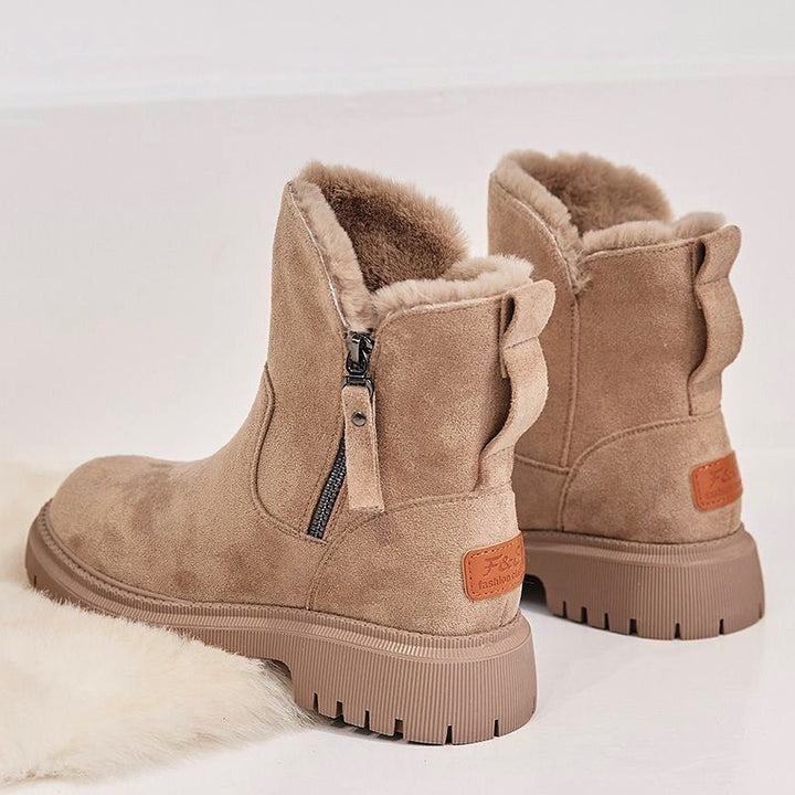 Thick Plush Snow Boots Women Faux Suede Non-slip Winter Shoes-Womens Footwear-Zishirts