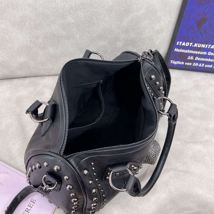 Women's Rivet Casual Soft Leather Skull Bag-Women's Bags-Zishirts