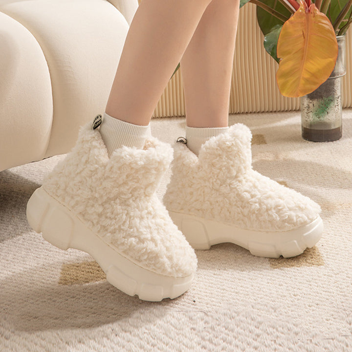 Winter Cashmere Snown Boots With 6cm Platform Warm Plus Velvet High-top Fleece Cotton Shoes Women Outdoor Indoor House Plush Shoes-Womens Footwear-Zishirts