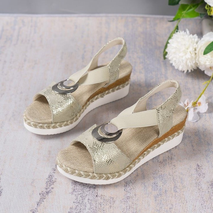 Women's Summer New Hemp Rope Wedge Light Bottom Peep Toe Sandals-Womens Footwear-Zishirts