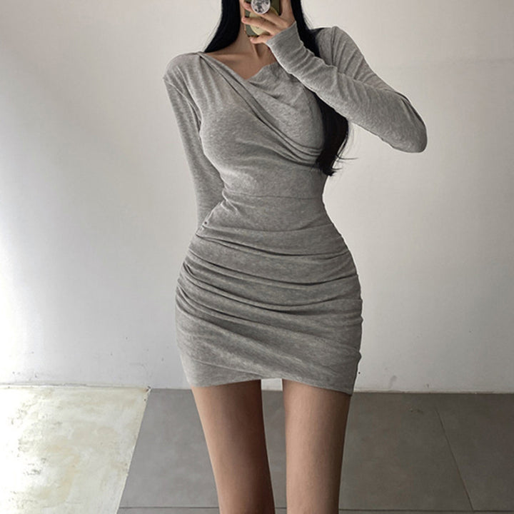 Women's Fashion Solid Color Irregular V-neck Design Waist Hip Skirt-Women's Outerwear 2023-Zishirts