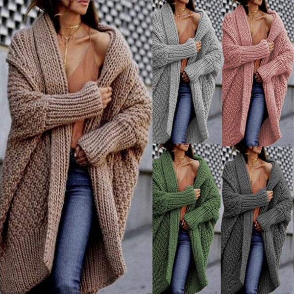 Autumn And Winter Long Thick Sweater Cardigan For Women-Sweaters-Zishirts