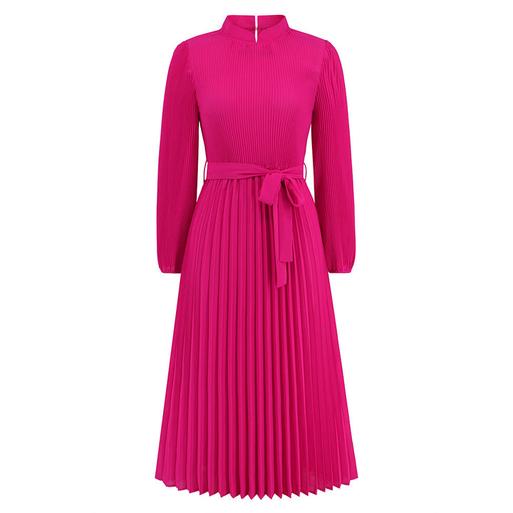 Women's Fashion Graceful Stand Collar Puff Sleeve Dress-Lady Dresses-Zishirts